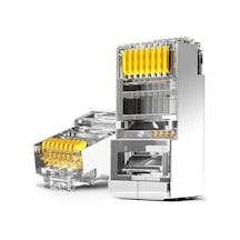 Koodmax - 50 Adet - 50u" Gold Plated Stp Cat5e Rj45 Network Metal Konnektör 8p8c Ethernet Kablo Ucu