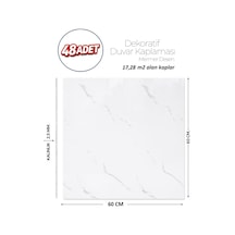 60x60 Cm Kendinden Yapışkanlı Duvar,banyo,tezgah Arası Beyaz Mermer-48 Adet Lls014-60-48