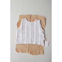 Oh La La Koala Kahve-indigo Çizgili Kız Çocuk Müslin T-shirt Kahverengi-indigo