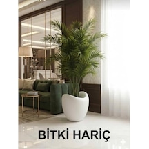 Modern İç Ve Dış Mekan Kullanımı, 40x45 Cm, Beyaz, Polyester Fiber Beton Amorf Saksı Modern Dekoratif Saksı