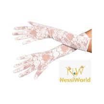 Nessiworld Beyaz Renk Orta Boy Dantelli Eldiven