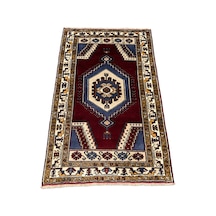El Dokuma %100 Yün Yahyalı Halısı 100x157 Bordo Mavi Kök Boya Bordo