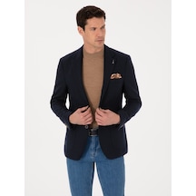 Cacharel Lacivert Slim Fit Yün Karışımlı Spor Ceket