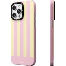 İphone 14 Pro Uyumlu Kılıf Magsafe Şarj Özellikli Youngkit Striped Piano Keys Serisi Kapak Pembe