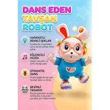 Dans Eden Sevimli Tavşan Elleri Ve Ayakları Haraketli 18 Cm Işıklı Sesli Eğitici Oyuncak Tavşan Turkuaz