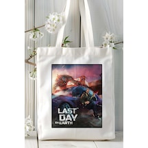 Art Hediye Last Day On Earth Mobil Oyun Baskılı Bez Çanta Omuz Çantası Çift Tafaflı Baskı Kişiye Özel 3 Çok Renkli