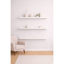 Yankı-byeg 90 Cm 3lü Mat Beyaz Mdf Uçan Duvar Rafı Gizli Bağlantı Kitaplık Beyaz