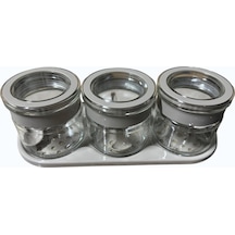 Jarkin Baharatlık Seti, Cam Kavanoz, Contalı Hava Almaz Kapak Ve Kaşık Dahil, 3'lü Set, Siyah/mavi/bej Renk Seçenekleri Bej