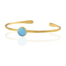 Kadir Jewellery Zirkon Taşlı Ayarlanabilir 22 Ayar Altın Kaplama Bilezik Koyu Mavi