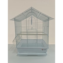 Dayang İki Kapılı Çatılı Kuş Kafesi 35x28x46 Beyaz