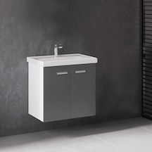 Denko Terra 60 Cm Mdf Antrasit Gri Banyo Dolabı Alt Modül Ve Lava Antrasit - Gri