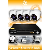 Elitcam 4 Kameralı Dome 4 İç Kamera Set 100 GB HDD Full HD Gece Görüşlü Güvenlik Kamerası Sistemi