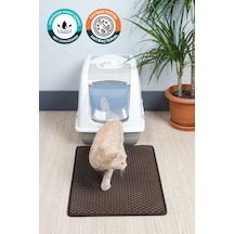 40x55 Cm Hücreli Kedi Kumu Paspası Kedi Matı Kedi Tuvalet Önü Paspası Koyu Kahverengi