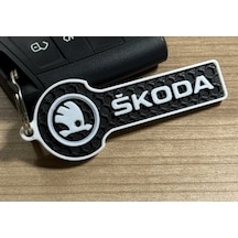 Skoda Logolu Yeni Nesil Anahtarlık - 3d Yazıcı Özel Tasarım Petek Dokulu Premium Araç Aksesuarı