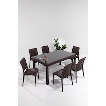 Rattan Large Camlı Kahve Masa Takımı Bahçe&balkon 1 Camlı Masa + Kahverengi Rattan Large Camlı Kahve Masa Takımı Bahçe&balkon 1 Camlı Masa + Kahverengi