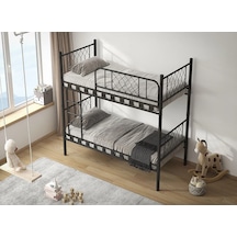 Dzgn Home Metis Genç Çocuk Yatak Odası Metal Ranza Ve Karyola - 90 X 190 Cm - Siyah 90 x 190 CM