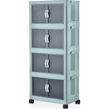 Evle Katlanabilir Modüler Dolap 4 Lü 54 Cm X 31,7 Cm X 127 Cm Mavi