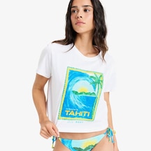 Roxy Atlas Oceanregular Kadın Beyaz Crop T-shirt Erjzt05921 Sarı