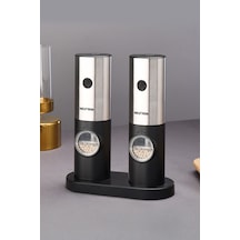 Neutron Pilli Led Işıklı Otomatik Baharat Öğütücü 2'li Paket Siyah