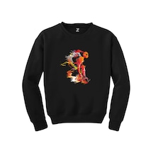 Red Basketball Between The Legs Siyah Sweatshirt