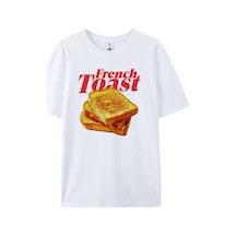Tarzsokak Beyaz Fransız Tost Grafik Tees Retro Kahvaltı Estetik Streetwear Üstleri Sevimli Foodie Göm Beyaz