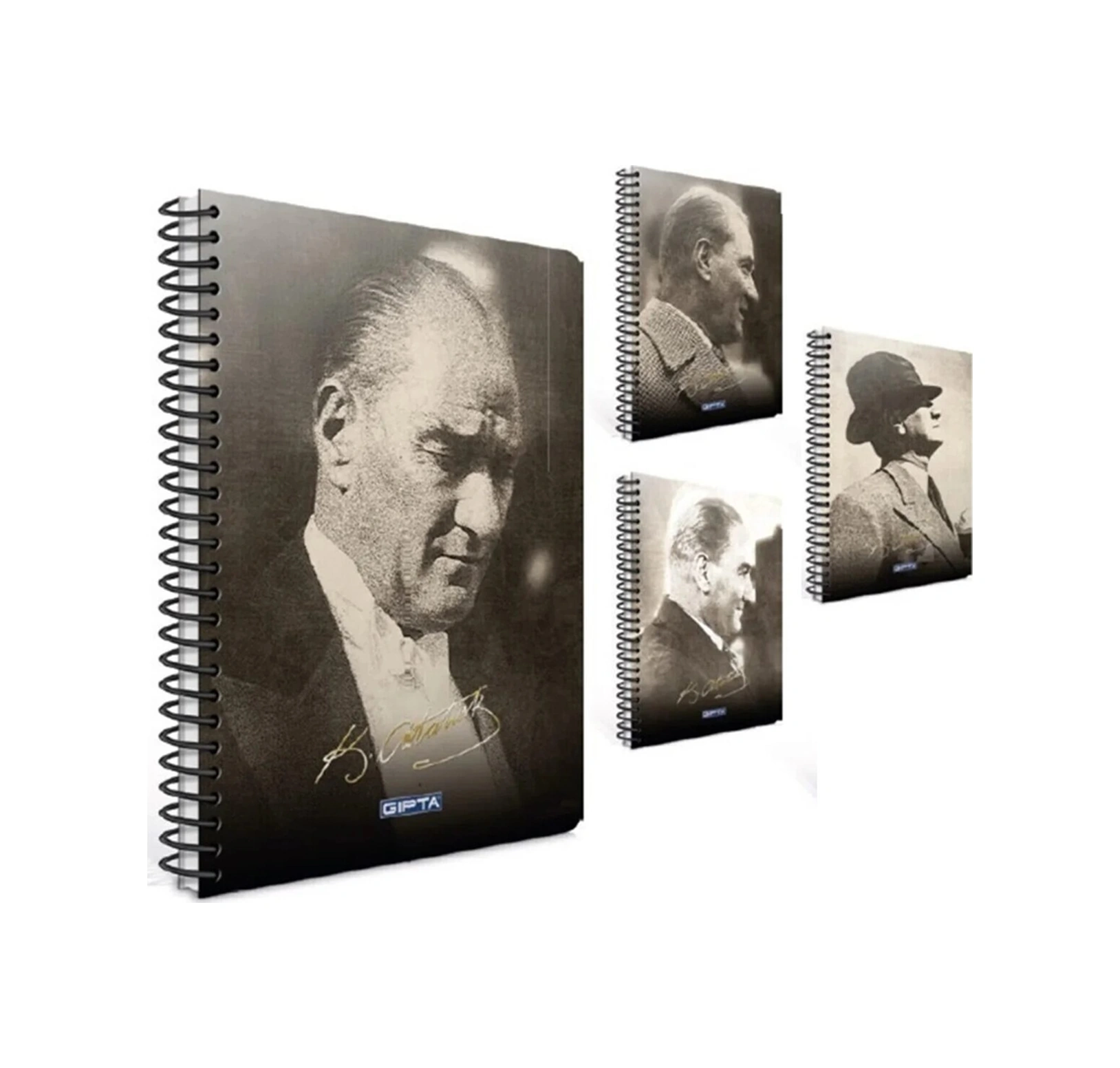 Atatürk A4 Spiralli Sert Kapak Defter 100 Yaprak Kareli 4 Lü Paket Siyah