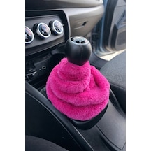 Kadınlara Özel Yumuşak Tüylü Peluş Kürk Vites Körüğü Vites Süsü Fuşya Pembe