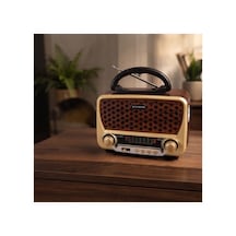 Nostalji Müzik Kutusu - Solar Panelli - Şarjlı - Aux Girişi - Led Fener - Bluetooth Çok Renkli