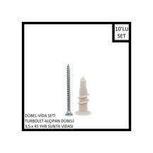 Dübel-vida Seti, Turbolet Alçıpan Dübeli, 3,5x45 Yhb Sunta Vidası, 10 Adet