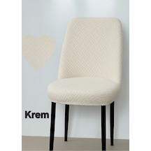Tuğla Desen Oval Sandalye Kılıfı Likralı Esnek Yıkanabilir Lastikli Sandalye Örtüsü 1 Adet Krem - 794636120 Krem