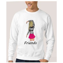 Friends Kalpli Kızlar Friends Baskılı Beyaz Erkek Örme Sweatshirt
