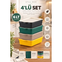 Porsima 4517 Mix Still Box 4'lü Kapaklı Saklama Kabı Seti 6 Lt Mutfak, Buzdolabı & Dolap İçi Düzenleyici Kutu Çok Renkli