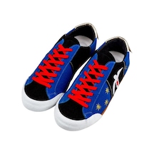 Kadın Vegan Deri Mavi Sneakers - Matisse Tasarım Çok Renkli