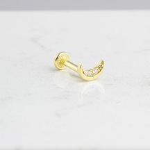 Glorria Altın Ay Tragus Piercing Çok Renkli
