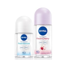 Kadın Roll-on Deodorant Fresh Cherry 50ml Ve Mini Roll-on Fresh Natural 25ml Set, 48 Saat Koruma