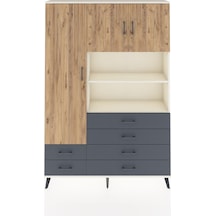 Arges Dolap 8 Raflı 6 Çekmeceli 3 Kapaklı 132x30x195 Aytaşı-çam/antrasit Atlas Çam/antrasıt