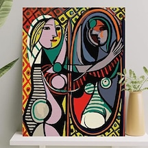 Sayılarla Boyama Tuval Seti Fırça Boya Dahil Çıtalı 40x50 Cm - Aynadaki Kadın