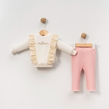 Çakar Bebe 6-18 Aylık Güllü Nakışlı 2li Takım -8035155 - Krem Krem