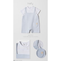 Hafy Baby 2 Li, Yazlık, Bebek Salopet Takımı - Kısa Kollu, Şortlu Bebek Seti Mavi - Beyaz