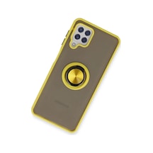 Samsung Galaxy A22 Kılıf Montreal Yüzüklü Silikon Kapak - Sarı