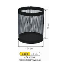 Ofis Tipi Çöp Kovası Boyalı Fileli Yuvarlak 13 Litre Siyah