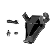 Araç İçin Hızlı Şarjlı Qi Kablosuz Telefon Tutucu - 360 Dönebilir