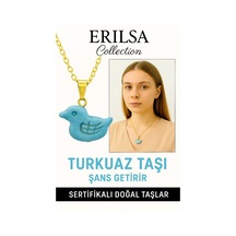 Erilsa Sertifikalı Kuş Model Firuze - Turkuaz Taşı Kolye , Güç V Çok Renkli