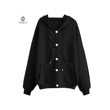 Kadınlar İçin Sonbahar Ve Kışlık Rahat Hırka Sweatshirt Ceket Siyah Kadınlar İçin Sonbahar Ve Kışlık Rahat Hırka Sweatshirt Ceket Siyah