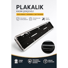Krom Nikelaj Paslanmaz Plakalık Plastik 2adet Ön-arka Plaka Çerçevesi