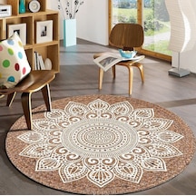Jüt Yuvarlak Hasır Halı Yolluk Salon Oda Mutfak Halısı Ks-1061