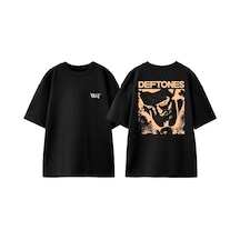 Thewert Deftones 2 Tasarım Sırt Baskılı Pamuk Siyah Oversize T-shirt