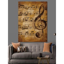 Ahşap Tablo Eski Müzik Notaları Kağıdı