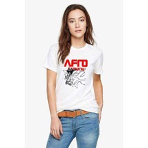 Afro Samurai Samuray Baskılı Beyaz Kadın Tshirt