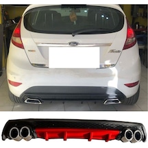Ford Fiesta Mk7 Kırmızı Difüzör Çiftli Yuvarlak Egzoz Görünümlü D Tip Difizör